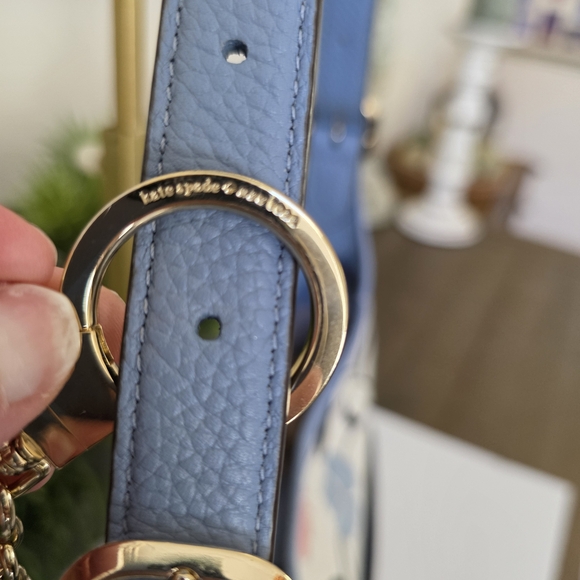 Kate Spade Penny Floral Jacquard Small Hobo + Rose Leather Circle Mirror Charm - Picture 9 of 16